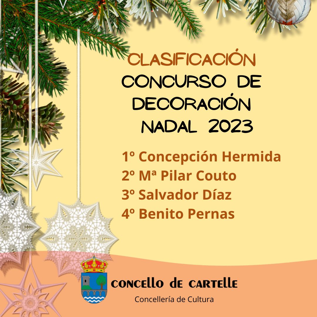 Clasificación concurso Decoración Nadal 2023 - concello de Cartelle