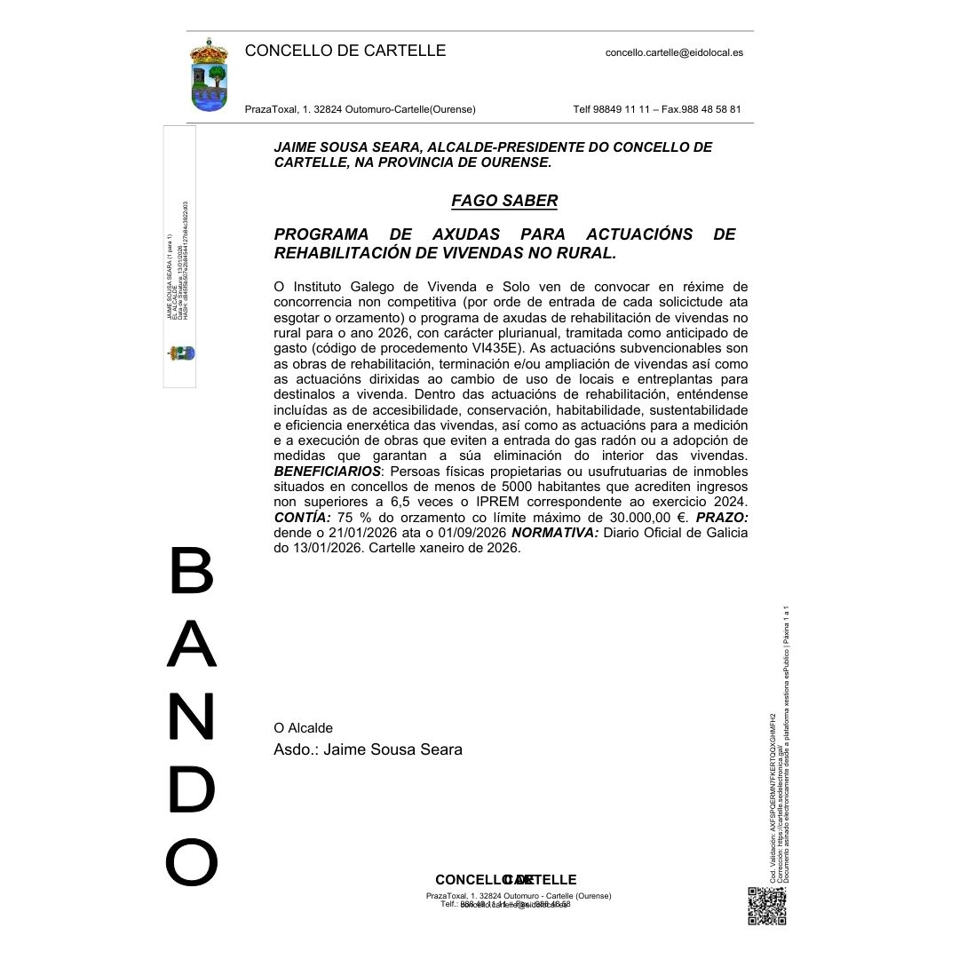 Bando subvención reforma vivendas